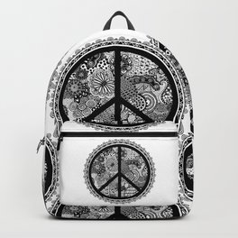 Zen Doodle Peace Symbol Black And White Backpack