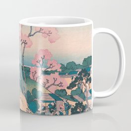 Spring Picnic under Cherry Tree Flowers, with Mount Fuji background Coffee Mug