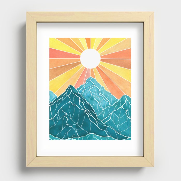 Sunrise over mountains Recessed Framed Print