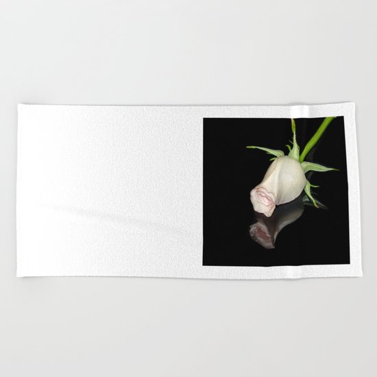 The Black Square and a White Rose Beach Towel