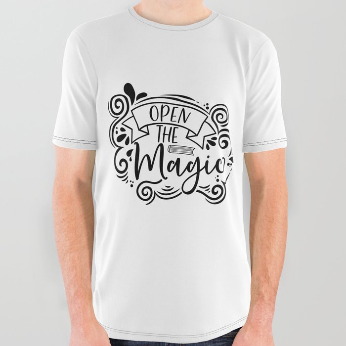 Open The Magic Read Books All Over Graphic Tee