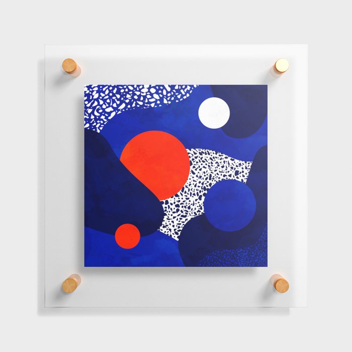 Terrazzo galaxy blue night white red Floating Acrylic Print