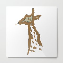 Mollie The Giraffe In Tawny Square Metal Print