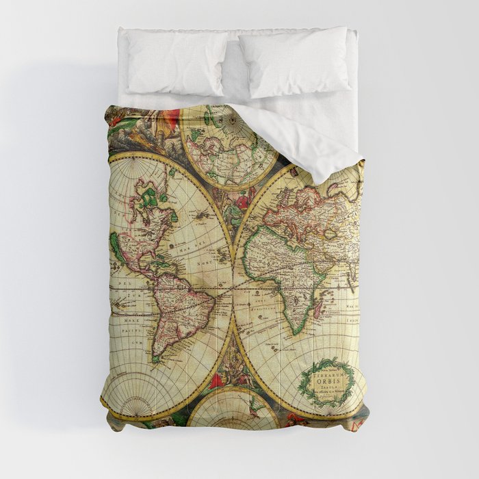 Ancient World Map 1689 Comforter
