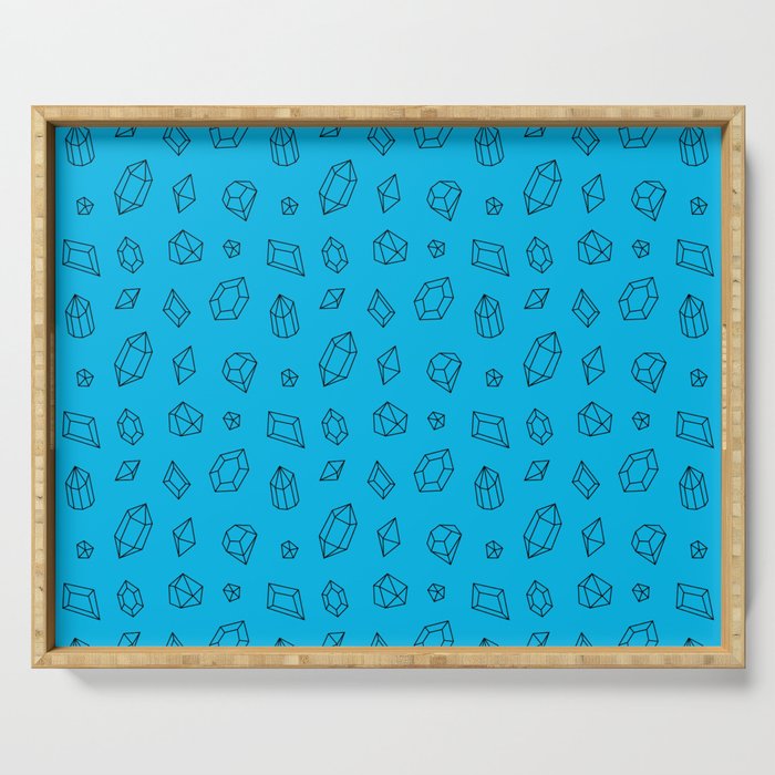 Turquoise and Black Gems Pattern Serving Tray