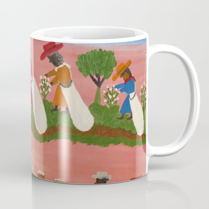 African American Masterpiece 'Six Figures Picking Cotton' folk art painting by Clementine Hunter Coffee Mug