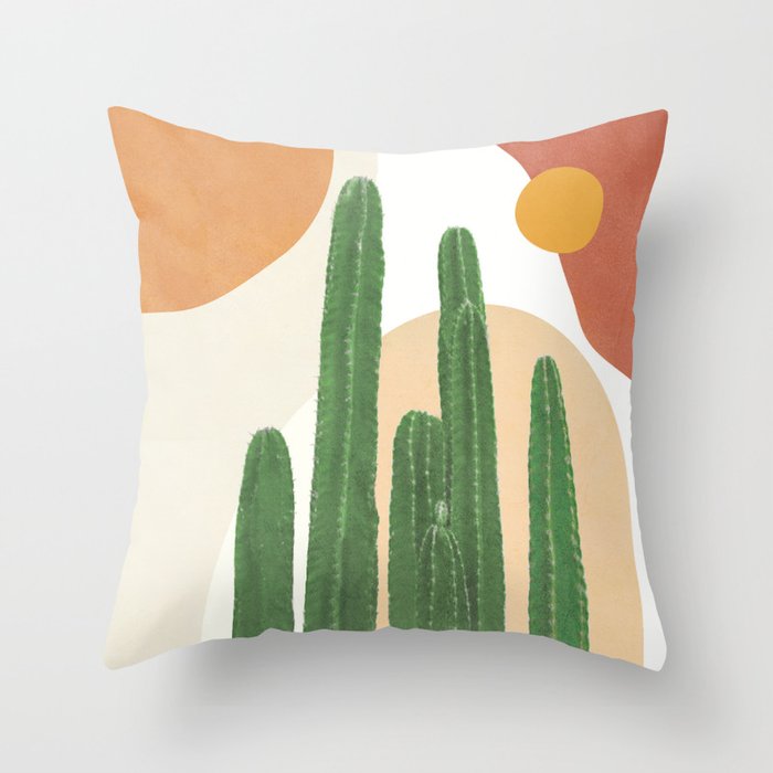 Abstract Cactus I Throw Pillow