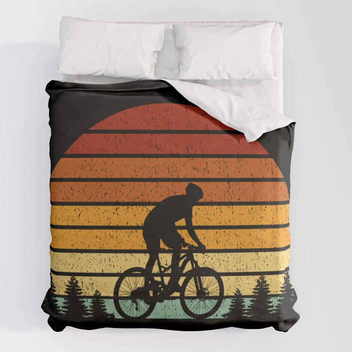 Mountain Bike Sunset MTB Adventure Duvet Cover by Berry Berry