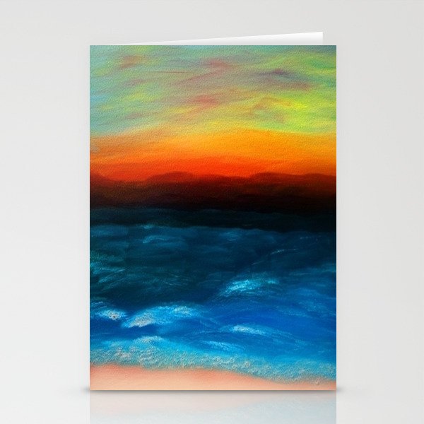 The Sunset Behind Distant Mountains 2 Seascape Stationery Cards