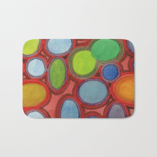 Abstract Moving Round Shapes Pattern Bath Mat