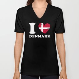 Denmark I Love Denmark V Neck T Shirt