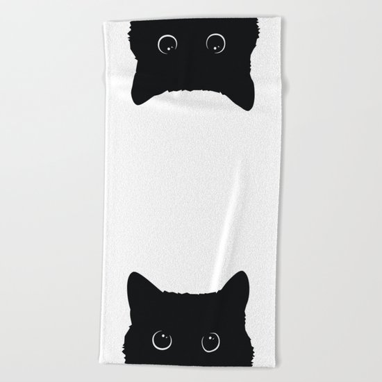 Black cat Beach Towel