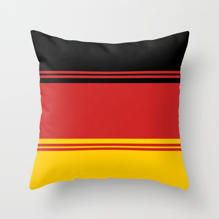 Clean 3 Tone Stripes - Black Red Yellow - German Colors Throw Pillow