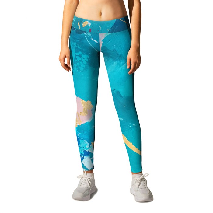 Daydream - Abstract Art hand painted with Gold foil Leggings