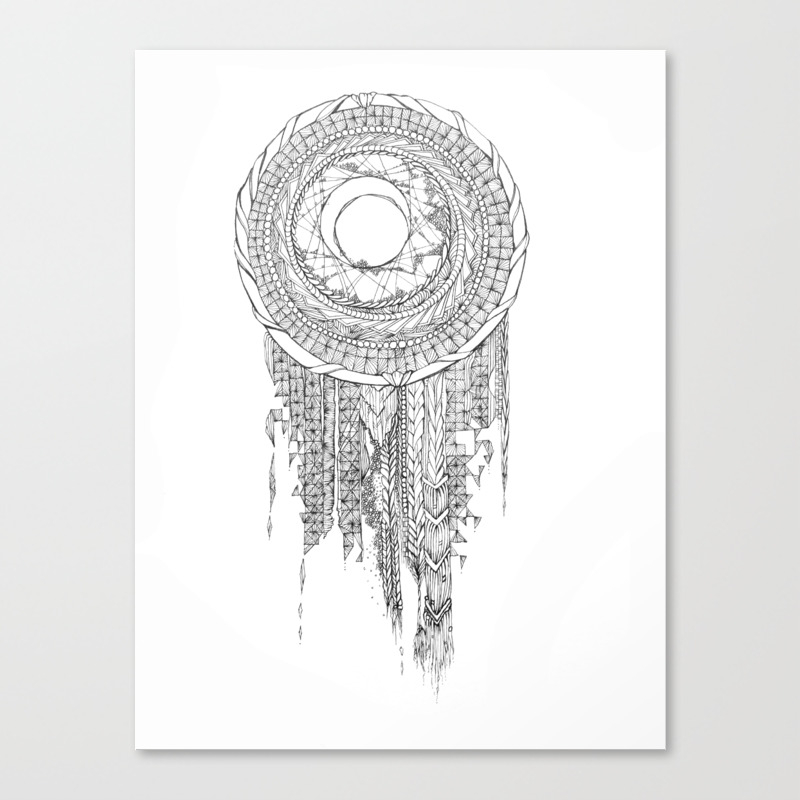 Shifting Moon Tide Dream Catcher Mandala Canvas Print By