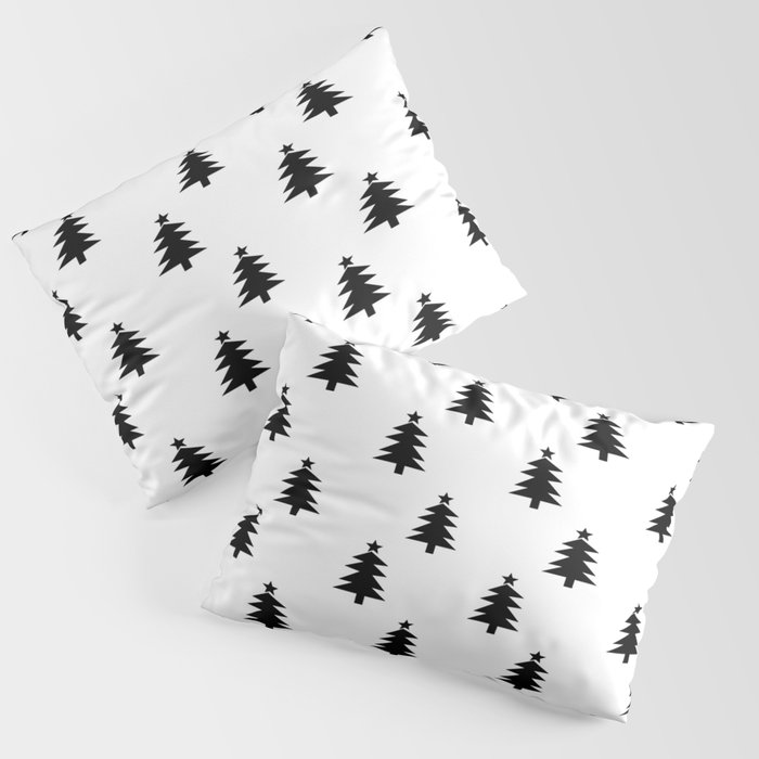 Black and White Christmas Trees Pillow Sham