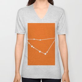 Capricorn (White & Orange) V Neck T Shirt