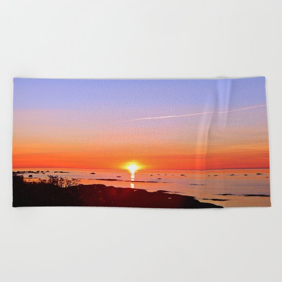 Kayak Silhouette at Sunset Beach Towel