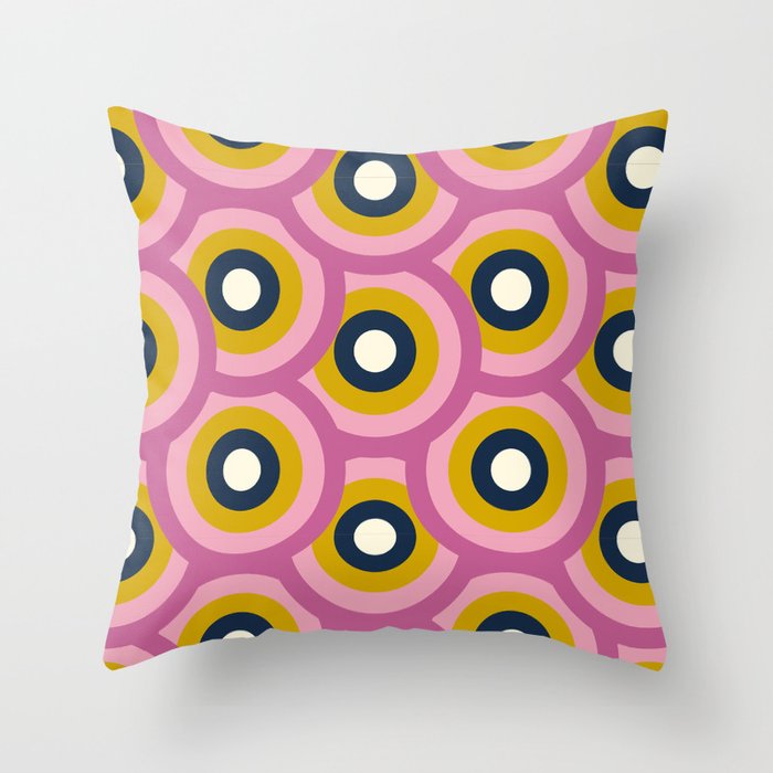 1960s Circle Pattern Throw Pillow