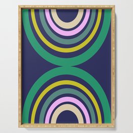 Hourglass Rainbow in Navy and Green Serving Tray