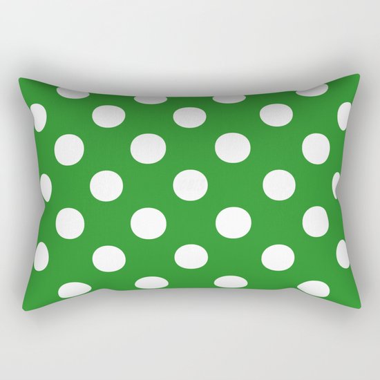 Polka Dots (White/Forest Green) Rectangular Pillow