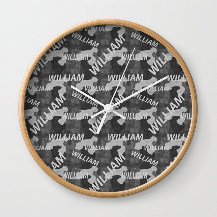  William pattern in gray colors and watercolor texture Wall Clock