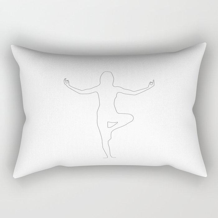 Yoga Tree Minimalist Line Art Rectangular Pillow