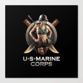 US Marine Warrior Pin-up Girl Canvas Print