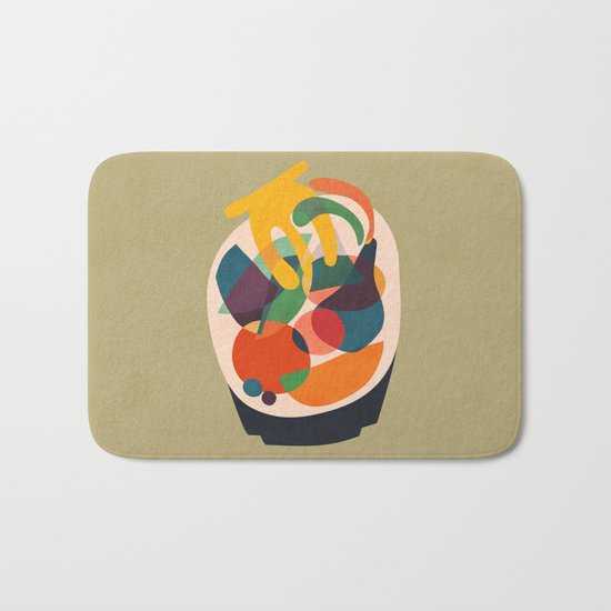 Fruits in wooden bowl Bath Mat