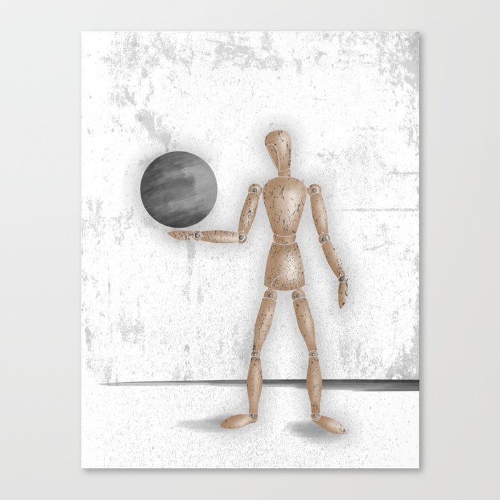 Man With A Globe - Grey  Canvas Print