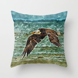 Bald Eagle's Flight Throw Pillow
