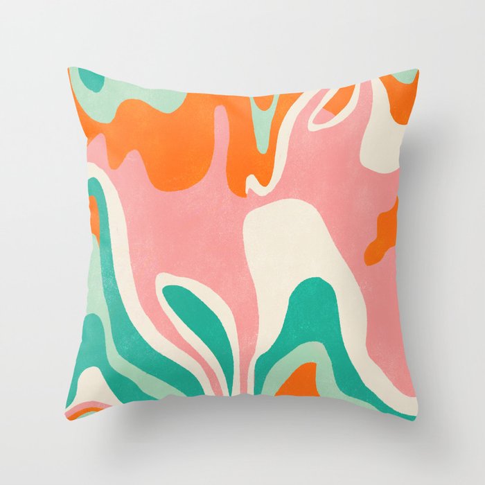 psychedelic fleurs Throw Pillow