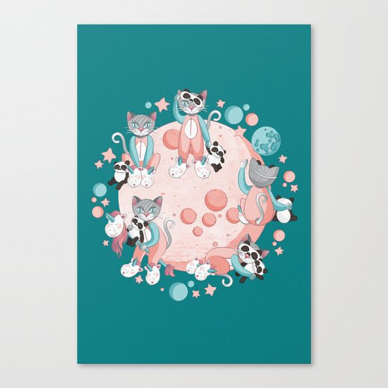 Cats, pandas and unicorns I Canvas Print