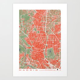 Madrid city map classic Art Print
