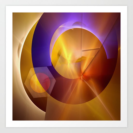 Modern abstract with a golden glow Art Print