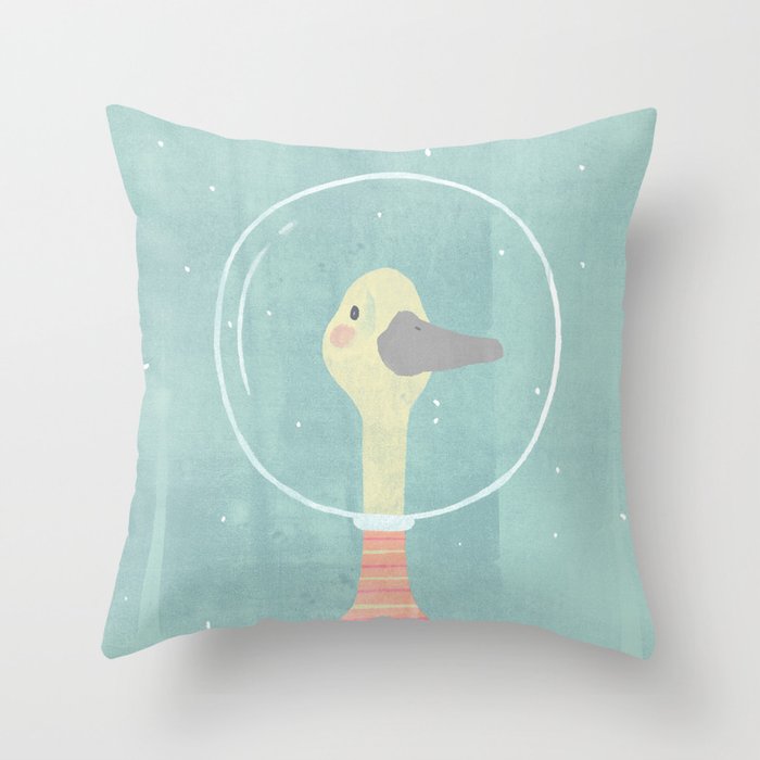 Space Goose (pastels) Throw Pillow