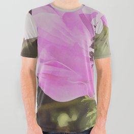 Artistic Pastel Pink Anemone Wildflower All Over Graphic Tee