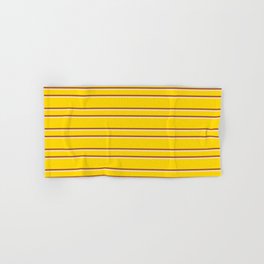 [ Thumbnail: Yellow, Sienna & Tan Colored Lines/Stripes Pattern Hand & Bath Towel ]