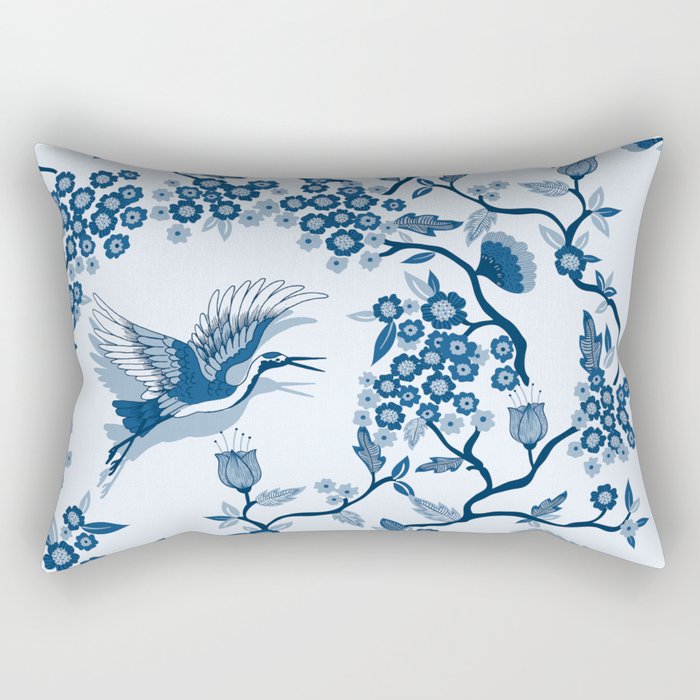Classi Blue Chinoiserie Rectangular Pillow
