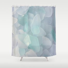 Sea Glass White Shower Curtain