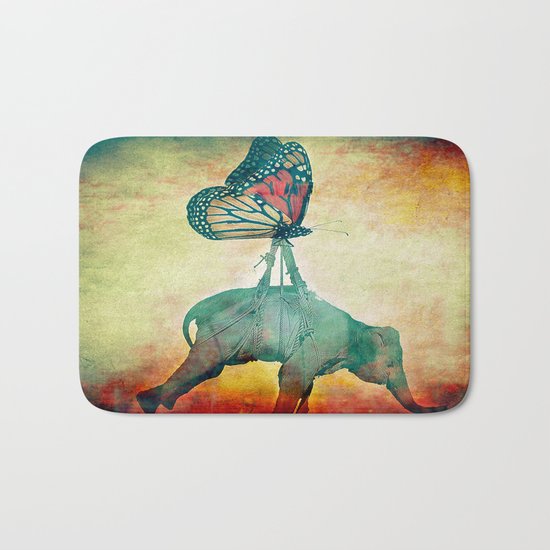 The elephant and the butterfly Bath Mat