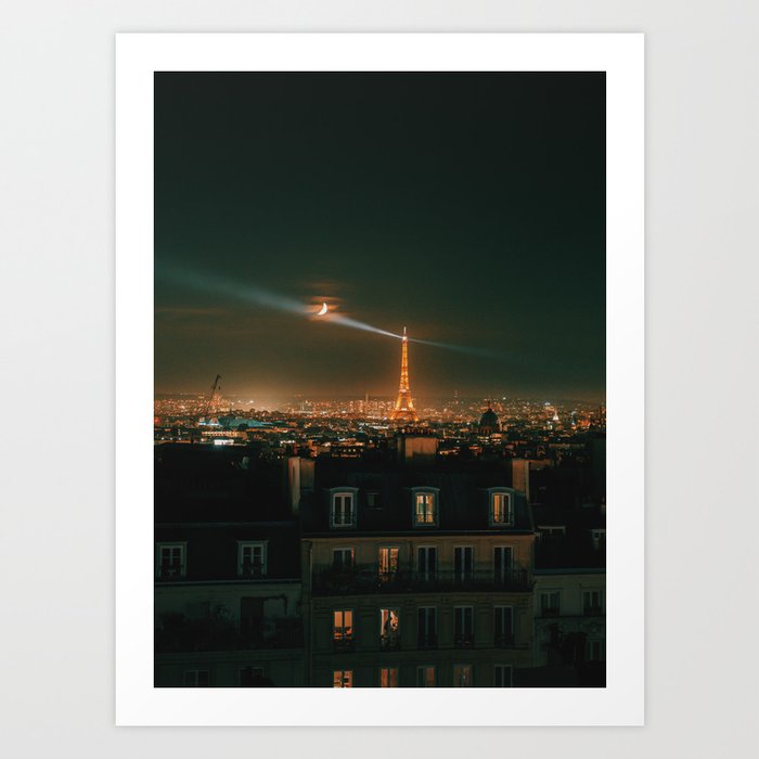 Moonlight over Paris Art Print