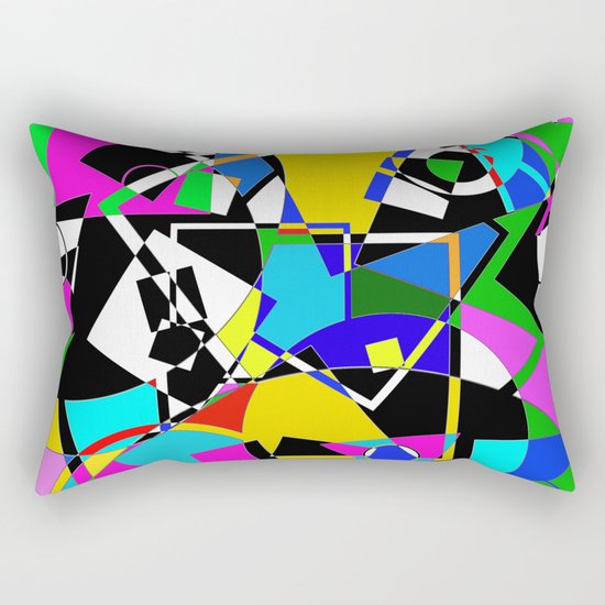 Colour Pieces - Geometric, eclectic, colourful, random pattern of shapes Rectangular Pillow