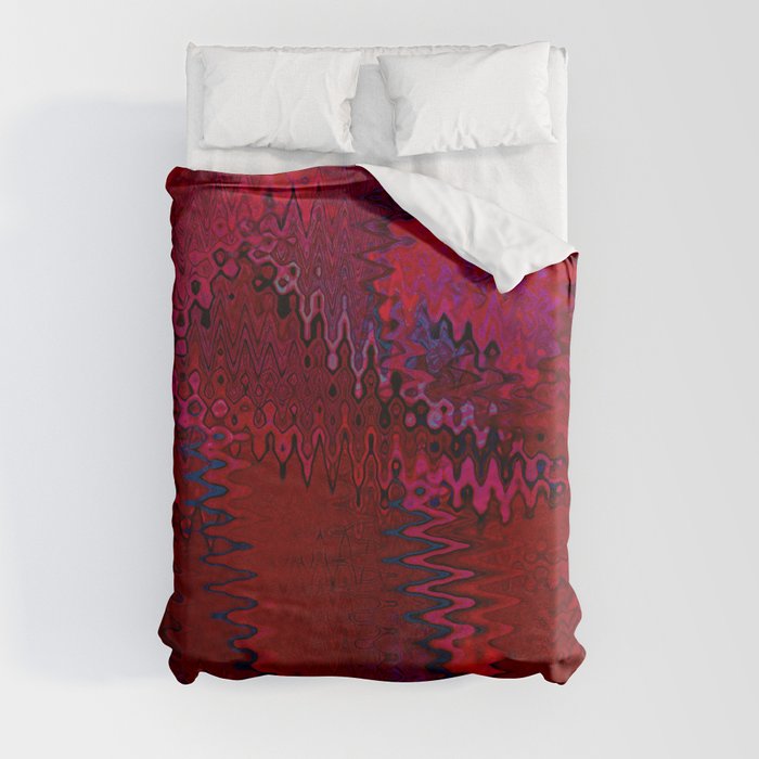 Dark Red Zigzag Abstraction Duvet Cover