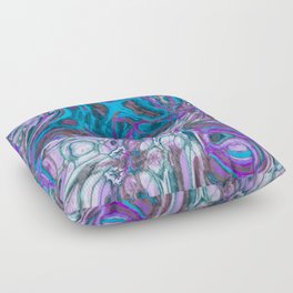 Psychedelic Artwork In Blue And Purple Floor Pillow