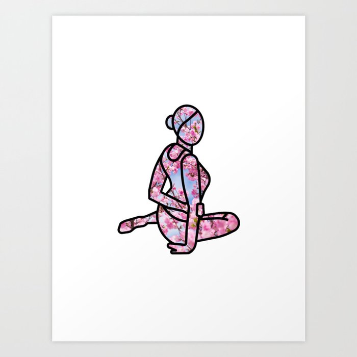 Cherry Blossom Yoga Art Print