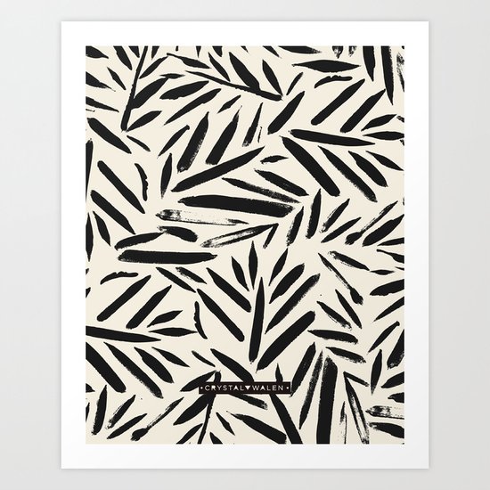 Not So Black and white leaves Art Print