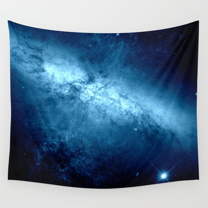 Classic Blue Galaxy Messier M82 Wall Tapestry