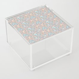 pale peach and blue nautical floral evening primrose flower meaning youth and renewal  Acrylic Box