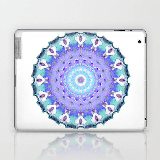 Crown Light Mandala Art In Purple And Blue by Sharon Cummings Laptop & iPad Skin